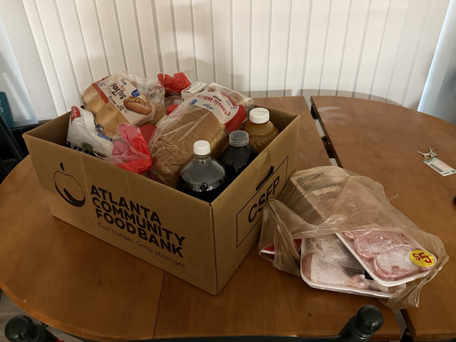 A prepared food box and additional groceries